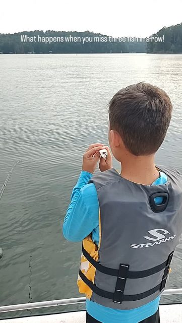 What happens when you miss three fish in a row! Just kidding. He did it on his own.  Have openings this weekend. Give me a call to set your adventure up. 770-815-9579